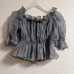 【GRL】シフォン オフショルブラウス グレー FREE