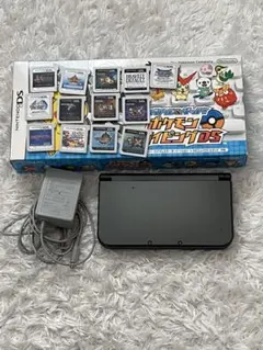 New 3DS LL本体　ACアダプター&ソフト14本&ワイヤレスキーボード付き