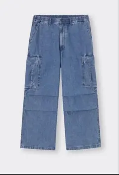 GU デニムスーパーワイドカーゴパンツ