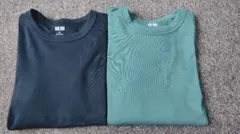 ユニクロU☆半袖Tシャツ☆紺&緑☆Sサイズ