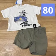 新品　男の子　夏服　半袖　ミッキー　無印　短パン　80