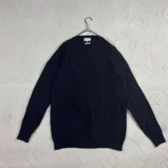レミュー アオキ キーネック ニット セーター ネイビー L ビジネス ジム製