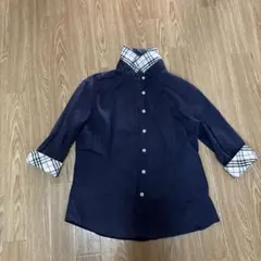 Burberry ネイビー 五分袖 シャツ