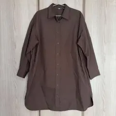 【美品】UNIQLO オーバーサイズシャツワンピース　ブラウン