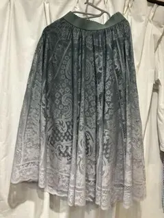 【美品】axes femme グラデレース サーキュラースカート グリーン