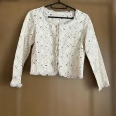 レストローズのベージュフラワーレースカーディガン