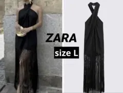 ZARA フリンジ付きミディドレス新品未使用