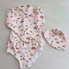☆新品 水着 帽子付き 110cm 110 UVカット 長袖 キッズ 女の子