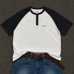 Henly Neck ラグランT 短丈 Grunge Y2K C-boyのサムネイル