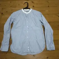 無印良品青 白のストライプ 長袖シャツ XSサイズ
