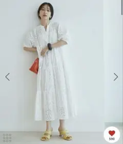VIS エンブロイダリーレース　ティアードワンピース　ワンピース