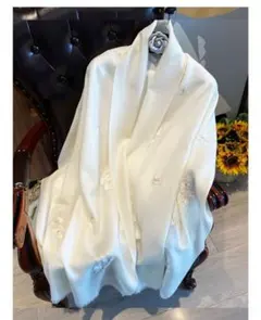 【100％ウール】手刺繍 大判ストール ギフトボックス付き