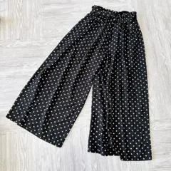 エディットシーン【F】ドット柄ワイドパンツ ウエストゴム 黒×白 ゆるだぼ