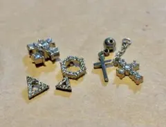 ボディピアス　シルバー　まとめ売り　クロス　十字架　トライアングル　16G