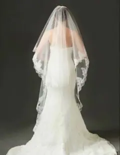 レース付きミディアムウェディングベール