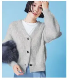 【UNFILO】アルパカシャギー Vネックカーディガン