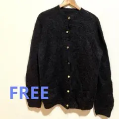 モヘア風　ニットカーディガン 金ボタン ブラック シアー 透け感