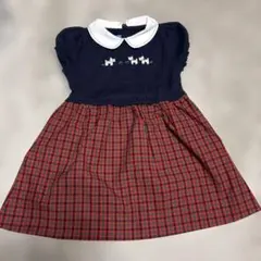 極美品！familiar 刺繍入りチェックワンピース90㎝