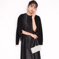 【美品】 Apuweiser-riche 黒 ビジューボタン付きカーディガン