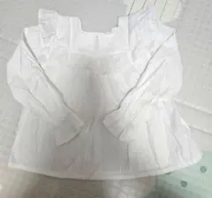 ペアマノン フリル ブラウス ホワイト 襟付き トップス 110cm