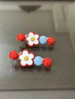 カラフル花モチーフヘアピン　2点セット