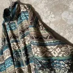 【個性派古着】総柄 ブルゾン M~3L ジャンパー ナイロンジャケット