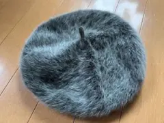 グレー ファー ベレー帽