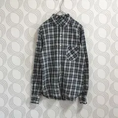 BARNYARDSTORM♡チェック長袖シャツ コットン シワ加工 スリム 0