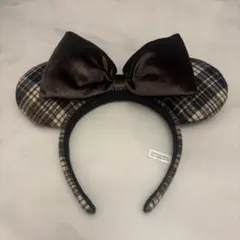 【新作】カチューシャ　茶　ブラウン　チェック　ディズニー　2025