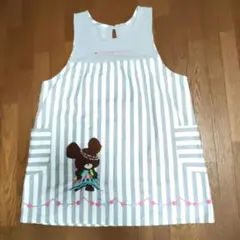 くまのがっこう ストライプエプロン（グレー）