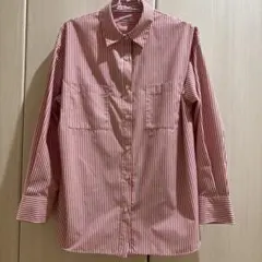 LOWRYS FARM 赤と白のストライプ長袖シャツ