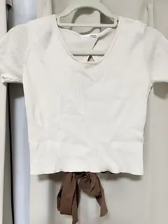 RESEXY リボン付きホワイトクロップドトップス F