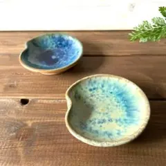 益子焼 結晶釉 一方押豆皿 2枚【新品・送料込】のサムネイル