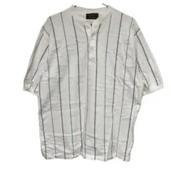 アメリカ製　エディーバウアー　ヘンリーネック　Tシャツ　黒タグ　ストライプ