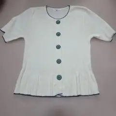 アイボリー フリル付き カーディガン M