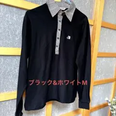 Black & White ゴルフシャツ 黒　Ｍ★超美品★のサムネイル