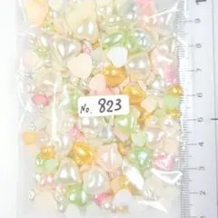 No.823／ハート パール mix ストーン デコパーツ デコうちわ