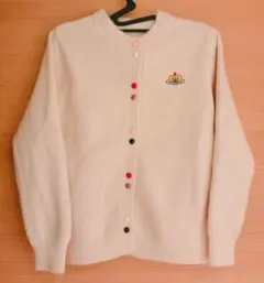 春ニットカーディガン　刺繍オーブワンポイント