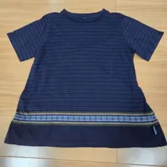 CROCODILE ネイビー ボーダー柄 チュニック　LLサイズ レディースのサムネイル