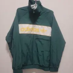 adidas ハーフジップ ナイロンジャケット ダークグリーン