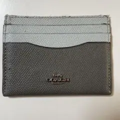 訳あり コーチ COACH カード入れ ツートンカラー 小物 グレー