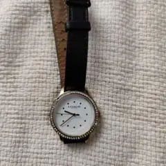 COACH アナログ時計 ブラックレザー