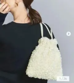 フラワー リバーシブル ドロストバッグ ホワイト 白