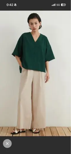 On One＇s Own スラブ風速乾性センターシーム５分袖トップ