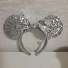 ミニー　カチューシャ　シルバー　スパンコール