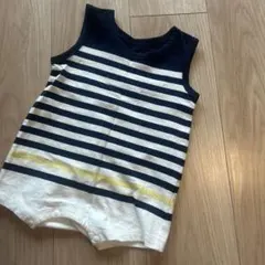 無印良品　ストライプロンパース 70-80