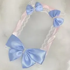 (243)硬質ケース デコ B7 リボン パール レース