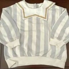 バースデイ　cottoli セーラー襟 ホワイト＆ブルー ストライプ トレーナー