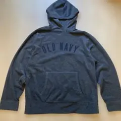 希少00s OLD NAVY フリース パーカー グレー ロゴ刺繍 プルオーバー