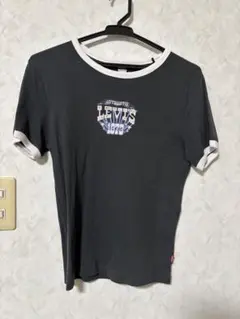 【ゲリラセール！】古着風Levi's リンガーTシャツ グレーブラック 半袖のサムネイル
